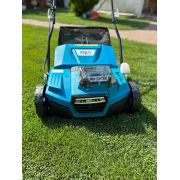 Scarificator si aerator pentru gazon, Dedra, pe Acumulator 1800W, 2x18V/36V, latime 38cm, cos 45L