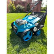 Scarificator si aerator pentru gazon, Dedra, pe Acumulator 1800W, 2x18V/36V, latime 38cm, cos 45L