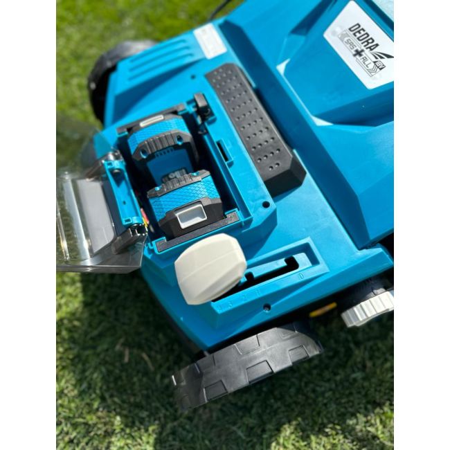 Scarificator si aerator pentru gazon, Dedra, pe Acumulator 1800W, 2x18V/36V, latime 38cm, cos 45L